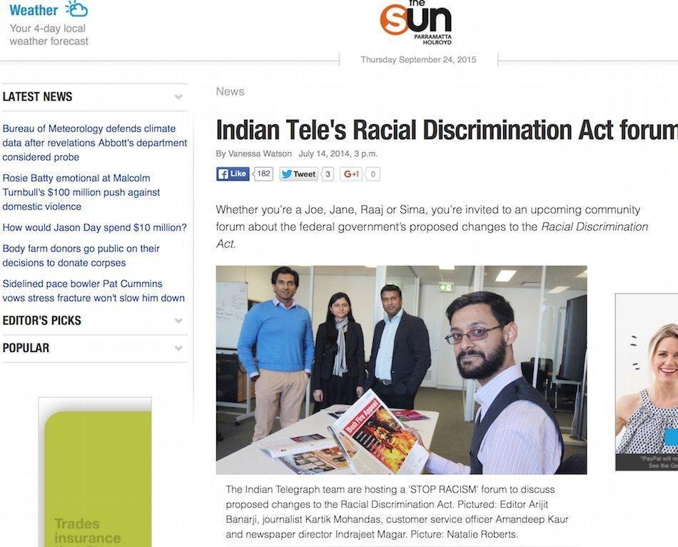 The Indian Telegraph’s Forum on Racial Discrimination Act