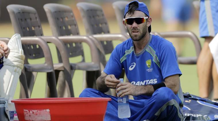 Australia's test cricket player Glenn Maxwell rests during a practice session in Mumbai, India, Thursday, Feb 16, 2017. Australia is scheduled to play four tests against India with the first test beginning Feb.23 in Pune. (AP Photo/Rajanish Kakade)